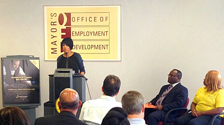 IMAGE: Mayor Rawlings-Blake announces local hiring impact of the Horseshoe Baltimore casino